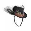 Steampunk černý klobouk se závojem pro dospělé