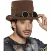 Hnědý cylindr s ozubenými koly a steampunk brýlemi pro dospělé