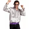 Stříbrná disco košile pro muže, Velikost: Medium (50/52)