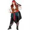 Dámský modro-černě pruhovaný pirátský kostým – plus size