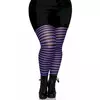 Plus size dámské černo-fialové pruhované punčochy, Velikost: XXX-Large/XXXX-Large (54-58)