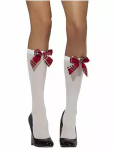 Bílé punčochy s mašlí pro školačky