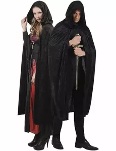 Černý plášť se sametovým vzhledem 170 cm pro dospělé Halloween