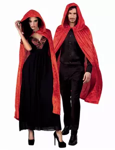Červený plášť se sametovým vzhledem 120 cm pro dospělé Halloween