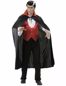 Upírský plášť s červeným límcem pro dospělé Halloween