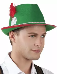 Zelený bavorský klobouk s pírkem pro dospělé