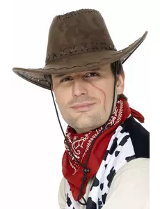 Hnědý semišový kovbojský klobouk pro dospělé