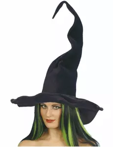 Černý sametový čarodějnický klobouk pro ženy Halloween