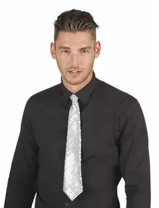 Stříbrná flitrovaná kravata pro dospělé