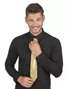 Zlatá flitrovaná kravata pro dospělé