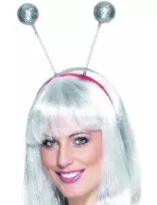 Stříbrná flitrovaná čelenka s koulí pro dospělé