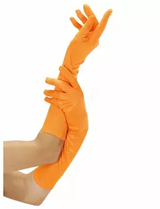 Dlouhé fluorescenčně oranžové rukavice pro dospělé