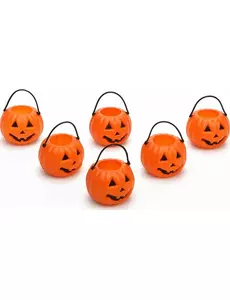 6 mini halloweenských kyblíků dýně 6,5 x 5 cm