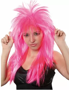 Růžová paruka rockové zpěvačky pro ženy