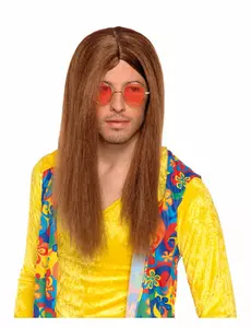 Hnědá hippie paruka pro dospělé