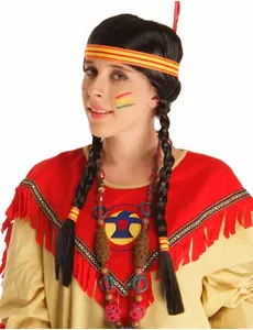 Indiánská paruka s peřím pro ženy