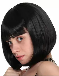 Luxusní černá bob paruka s ofinou pro ženy