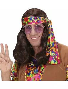 Hnědá hippie paruka pro dospělé