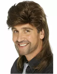 Hnědá mullet paruka pro muže