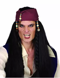 Černá pirátská paruka pro dospělé