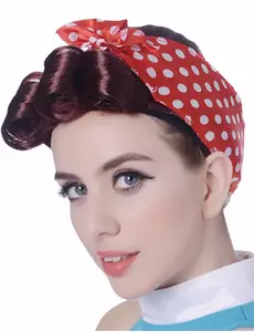 Retro hnědá paruka se šátkem pro ženy