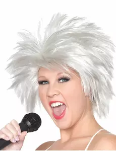 Bílá rockstar paruka pro ženy