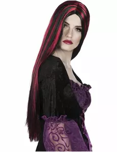 Dlouhá červeno-černá paruka pro ženy Halloween