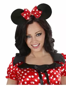 Čelenka myší uši s puntíkovanou mašlí pro ženy
