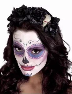 Čelenka s černou růží a lebkou pro ženy, Day of the Dead
