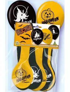 100 černo-oranžových halloweenských balónků 30 cm