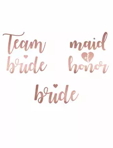 13 dočasných tetování Team Bride růžové zlato