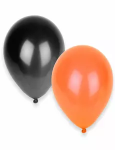 50 černo-oranžových halloweenských balónků 30 cm