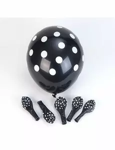 6 černých latexových balónků s bílými puntíky 30 cm