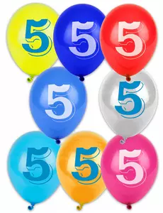8 vícebarevných balónků číslo 5, 30 cm