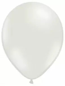 100 bílých metalických perleťových balónků 29 cm