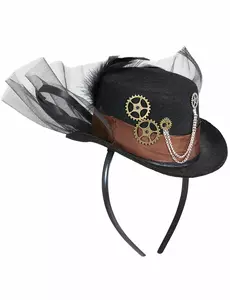 Steampunk černý klobouk se závojem pro dospělé