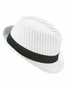 Bílý borsalino klobouk s černými proužky