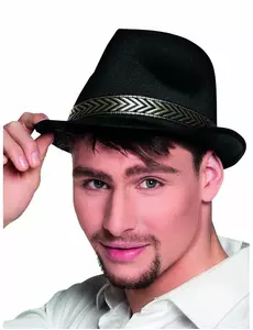 Černý trilby borsalino klobouk pro dospělé