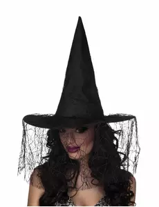 Čarodějnický klobouk s pavoučím závojem pro ženy Halloween
