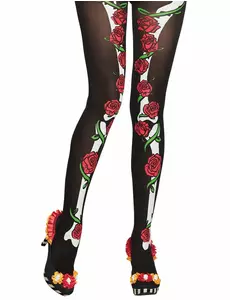 Sexy černé punčochy pro ženy Day of the Dead