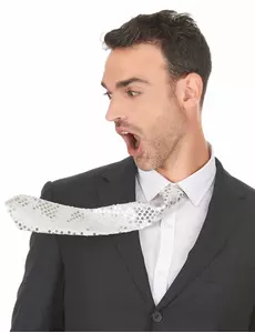 Bílá flitrovaná kravata pro dospělé