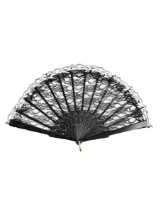 Černý krajkový vějíř 24 cm pro dospělé