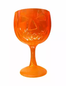 Oranžové halloweenské dýňové plastové sklenice na stopce