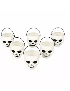 6 mini halloweenských kyblíků s lebkou