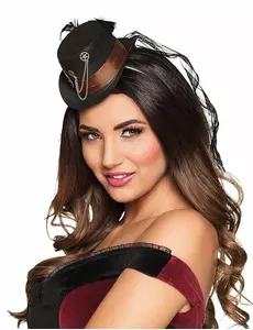 Steampunk mini klobouček s ozubenými koly pro ženy