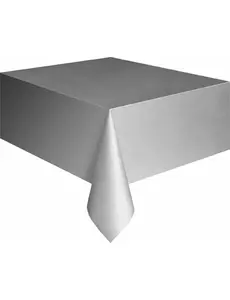 Obdélníkový stříbrný plastový ubrus 137 x 274 cm