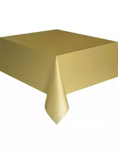 Obdélníkový matně zlatý plastový ubrus 137 x 274 cm