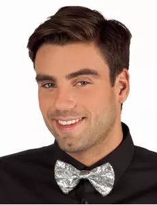 Stříbrný třpytivý disco motýlek pro dospělé