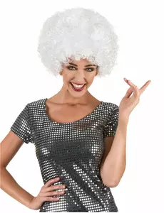 Afro paruka Adult Comfort bílá