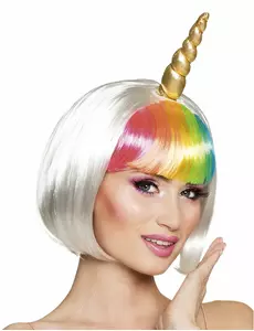 Krátká bílá jednorožčí paruka pro ženy